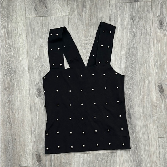 Bar III Tops - Bar III Black Embellished Bustier Tank Top